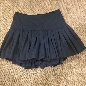 Navy Pleated Mini Skirt